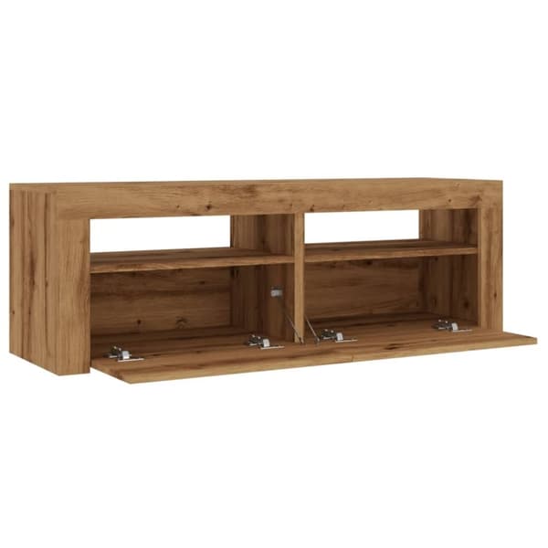 vidaXL tv-bord med LED-lys 120x35x40 cm konstrueret træ kunsteg