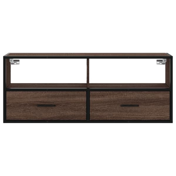 vidaXL tv-bord 100x31x39,5 cm konstrueret træ og metal brunt eg