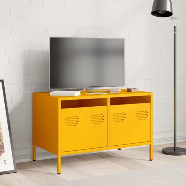 vidaXL Tv-bänk senapsgul 68x39x43,5 cm kallvalsat stål