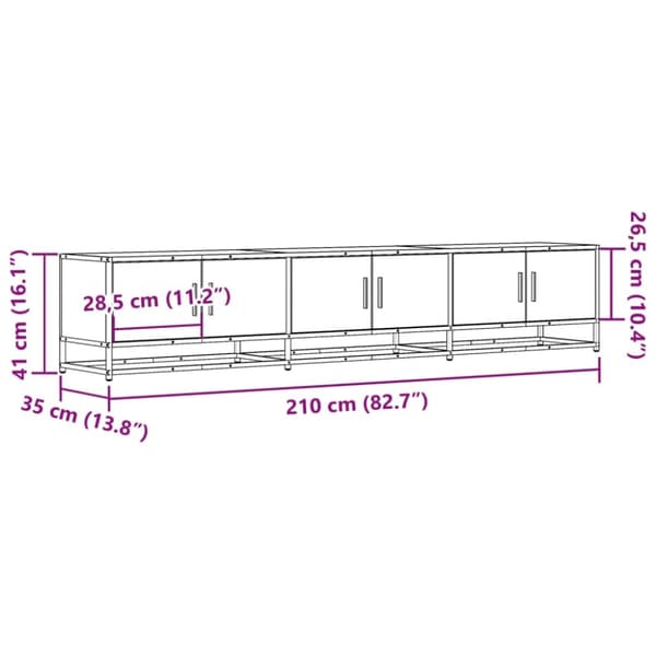 vidaXL TV-benk røkt eik 210x35x41 cm konstruert tre