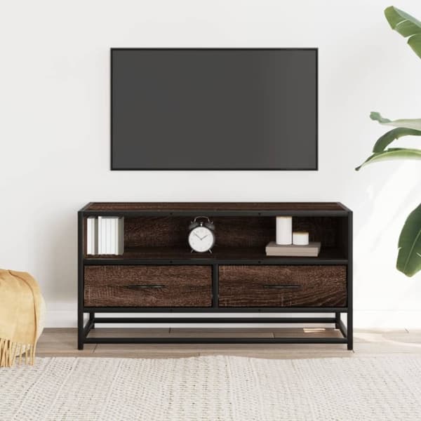 vidaXL TV-benk brun eik 80x34,5x40 cm konstruert tre og metall