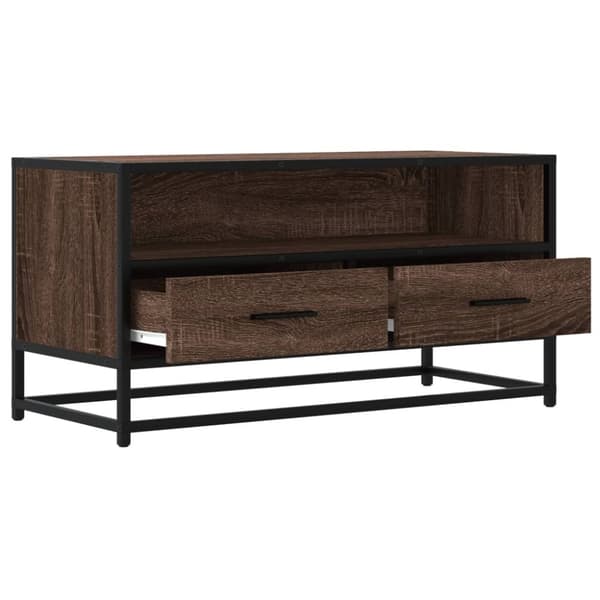 vidaXL TV-benk brun eik 80x34,5x40 cm konstruert tre og metall