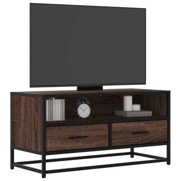 vidaXL TV-benk brun eik 80x34,5x40 cm konstruert tre og metall