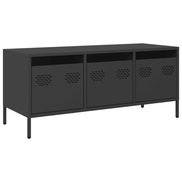 vidaXL TV-benk svart 101,5x39x43,5 cm kaldvalset stål