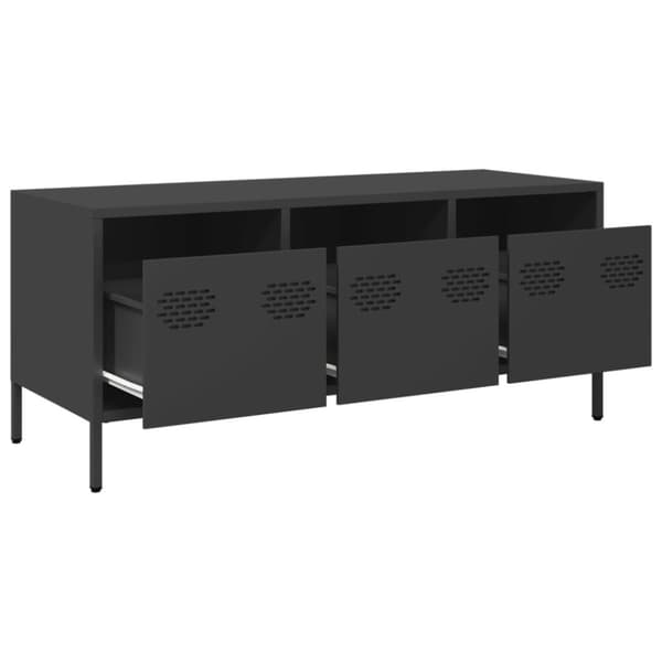 vidaXL TV-benk svart 101,5x39x43,5 cm kaldvalset stål