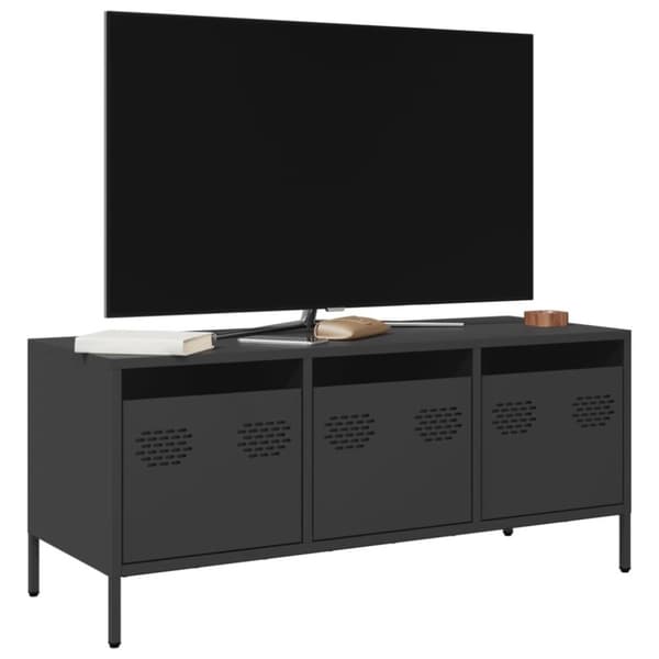 vidaXL TV-benk svart 101,5x39x43,5 cm kaldvalset stål