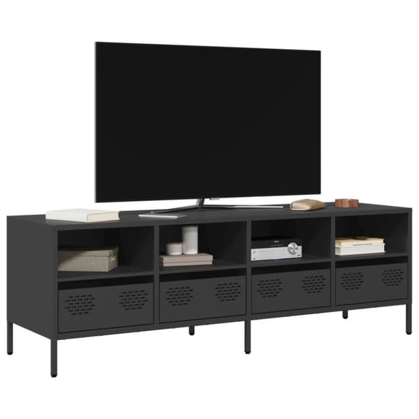 vidaXL TV-benk svart 135x39x43,5 cm kaldvalset stål