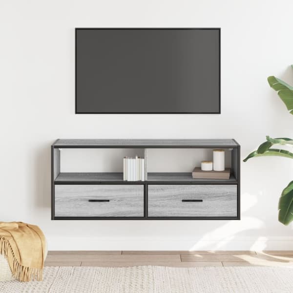 vidaXL TV-benk grå sonoma 100x31x39,5 cm konstruert tre og metall