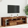 Miniatyrbilde 5 av 11: vidaXL TV-benk med LED-lys gammelt tre 140x36,5x40 cm konstruert tre