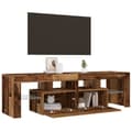 Miniatyrbilde 6 av 11: vidaXL TV-benk med LED-lys gammelt tre 140x36,5x40 cm konstruert tre