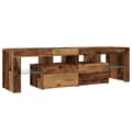 Miniatyrbilde 7 av 11: vidaXL TV-benk med LED-lys gammelt tre 140x36,5x40 cm konstruert tre