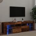 Miniatyrbilde 2 av 11: vidaXL TV-benk med LED-lys gammelt tre 140x36,5x40 cm konstruert tre