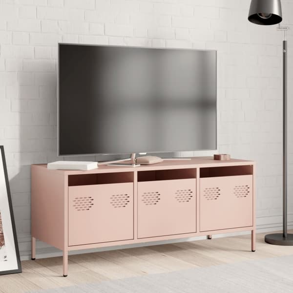 vidaXL tv-bord 101,5x39x43,5 cm koldvalset stål lyserød
