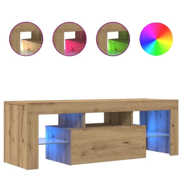 vidaXL TV-benk med LED-lys artisan eik 120x36,5x40 cm konstruert tre