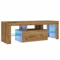 Miniatyrbilde 4 av 11: vidaXL TV-benk med LED-lys artisan eik 120x36,5x40 cm konstruert tre