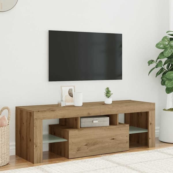vidaXL TV-benk med LED-lys artisan eik 120x36,5x40 cm konstruert tre