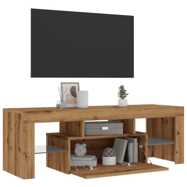 vidaXL TV-benk med LED-lys artisan eik 120x36,5x40 cm konstruert tre