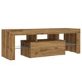 Miniatyrbilde 7 av 11: vidaXL TV-benk med LED-lys artisan eik 120x36,5x40 cm konstruert tre