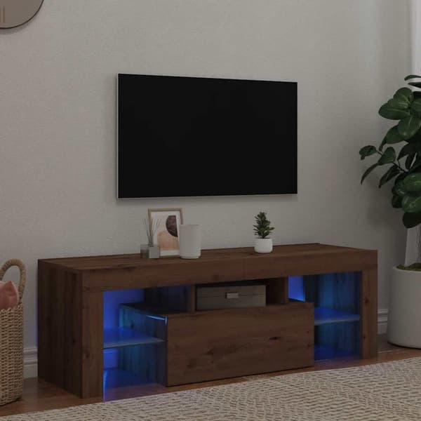 vidaXL TV-benk med LED-lys artisan eik 120x36,5x40 cm konstruert tre