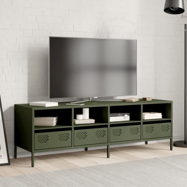 vidaXL tv-bord 135x39x43,5 cm koldvalset stål olivengrøn'