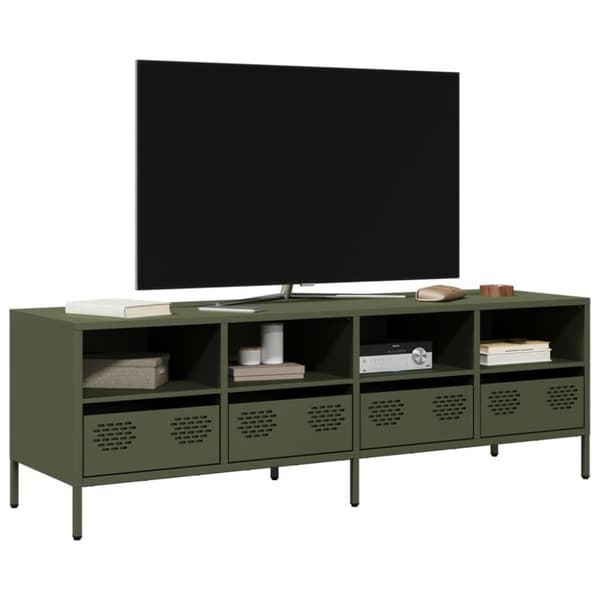 vidaXL tv-bord 135x39x43,5 cm koldvalset stål olivengrøn'