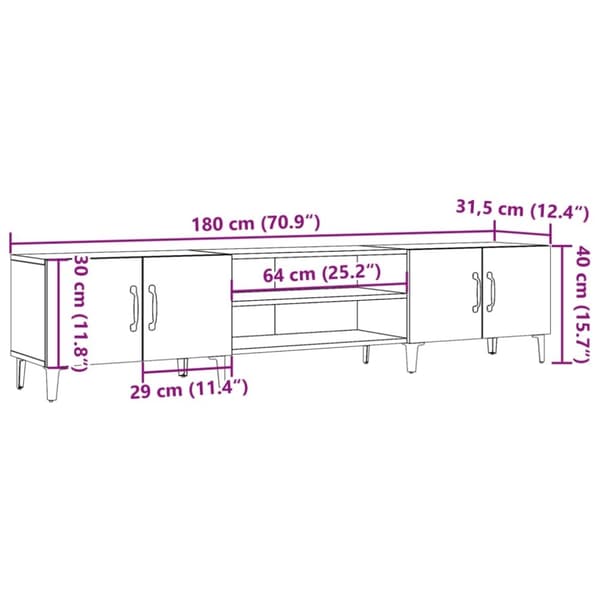 vidaXL TV-benk gammelt tre 180x31,5x40 cm konstruert tre