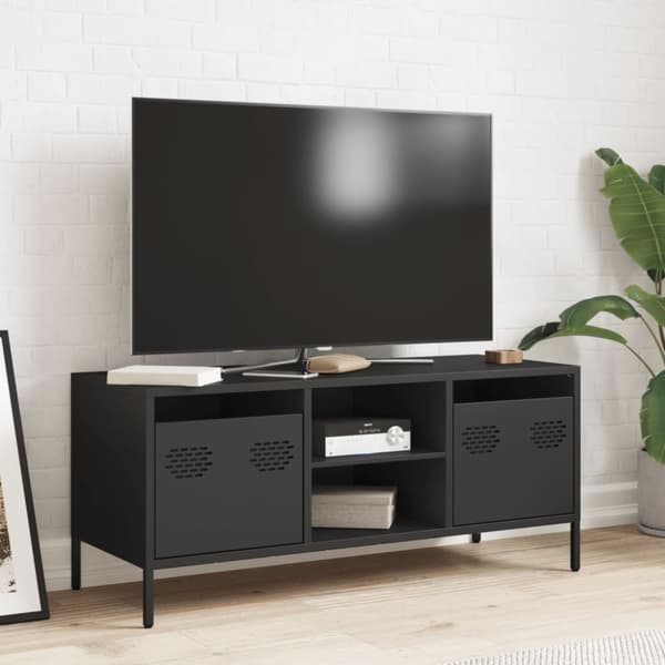 vidaXL Tv-bänk svart 101,5x39x43,5 cm kallvalsat stål