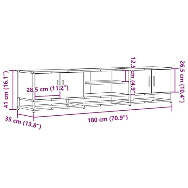vidaXL TV-benk brun eik 180x35x41 cm konstruert tre