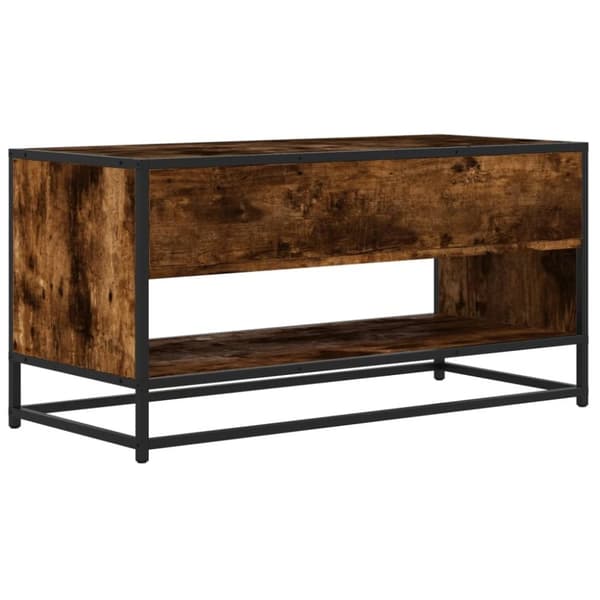 vidaXL tv-bord 91x40x46 cm konstrueret træ metal røget egetræsfarve