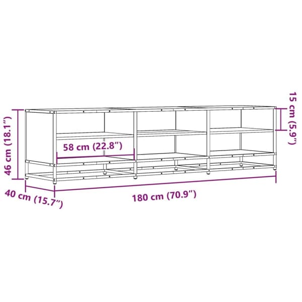 vidaXL TV-taso Sonoma-tammi 180x40x46 cm tekninen puu
