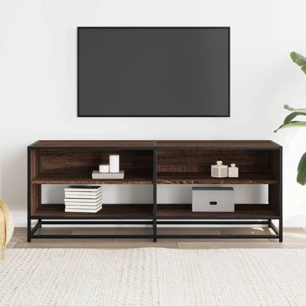 vidaXL TV-benk brun eik 120,5x40x46 cm konstruert tre og metall