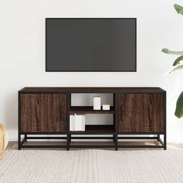 vidaXL TV-benk brun eik 100x35x41 cm konstruert tre og metall