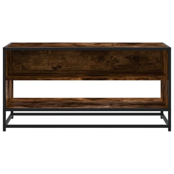 vidaXL Tv-bänk rökfärgad ek 91x40x46 cm konstruerat trä och metall