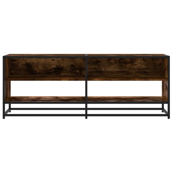 vidaXL Tv-bänk rökfärgad ek 120,5x40x46 cm konstruerat trä och metall