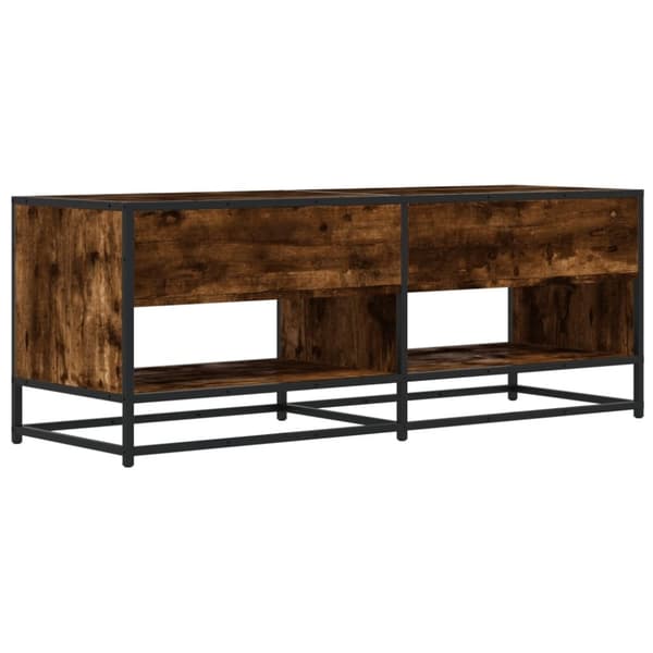 vidaXL Tv-bänk rökfärgad ek 120,5x40x46 cm konstruerat trä och metall