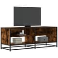 Miniatyrbild 2 av 10: vidaXL Tv-bänk rökfärgad ek 120,5x40x46 cm konstruerat trä och metall