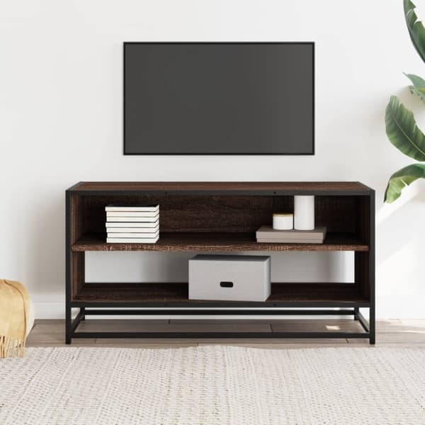 vidaXL TV-taso ruskea tammi 91x40x46 cm tekninen puu ja metalli