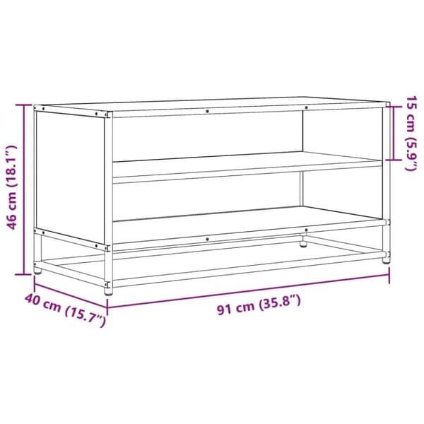 vidaXL tv-bord 91x40x46 cm konstrueret træ og metal grå sonoma-eg