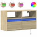 Miniatyrbilde 3 av 11: vidaXL Vegghengt TV-benk med LED sonoma eik 80x31x45 cm