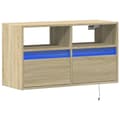 Miniatyrbilde 4 av 11: vidaXL Vegghengt TV-benk med LED sonoma eik 80x31x45 cm