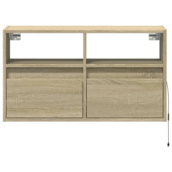 vidaXL Vegghengt TV-benk med LED sonoma eik 80x31x45 cm