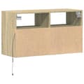 Miniatyrbilde 9 av 11: vidaXL Vegghengt TV-benk med LED sonoma eik 80x31x45 cm