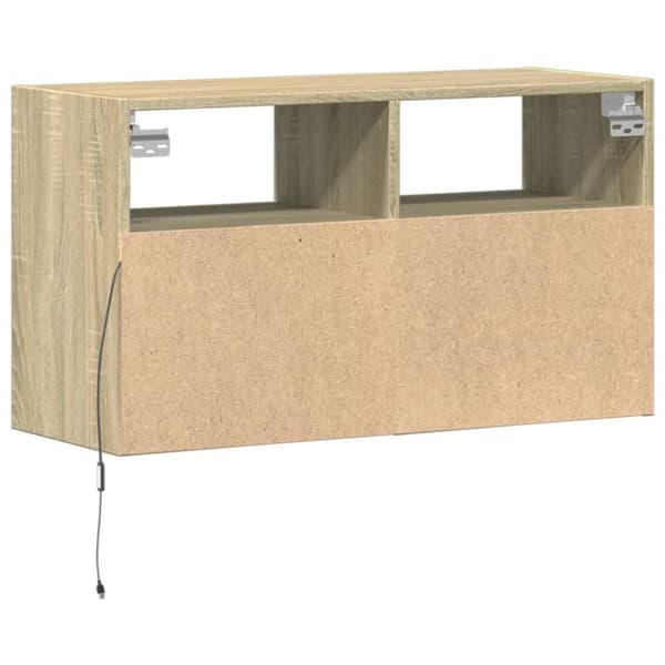 vidaXL Vegghengt TV-benk med LED sonoma eik 80x31x45 cm