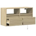 Miniatyrbilde 10 av 11: vidaXL Vegghengt TV-benk med LED sonoma eik 80x31x45 cm