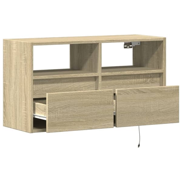 vidaXL Vegghengt TV-benk med LED sonoma eik 80x31x45 cm