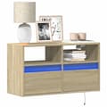 Miniatyrbilde 2 av 11: vidaXL Vegghengt TV-benk med LED sonoma eik 80x31x45 cm