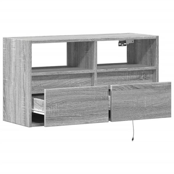 vidaXL væghængt tv-bord med LED-lys 80x31x45 cm grå sonoma-eg
