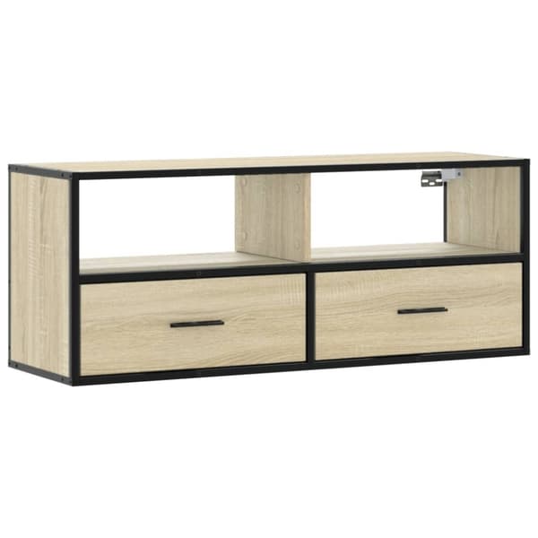 vidaXL TV-benk sonoma eik 100x31x39,5 cm konstruert tre og metall