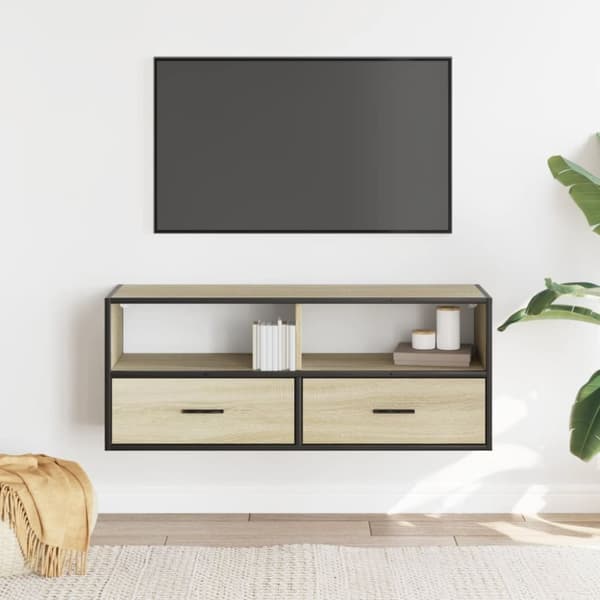vidaXL TV-benk sonoma eik 100x31x39,5 cm konstruert tre og metall