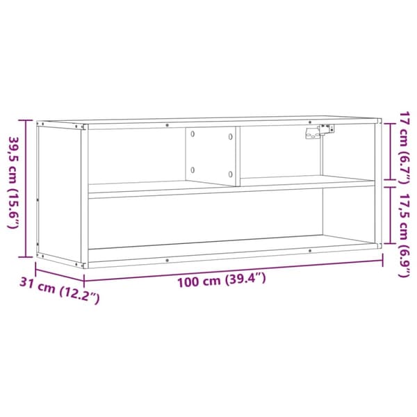 vidaXL tv-bord 100x31x39,5 cm konstrueret træ og metal brunt eg